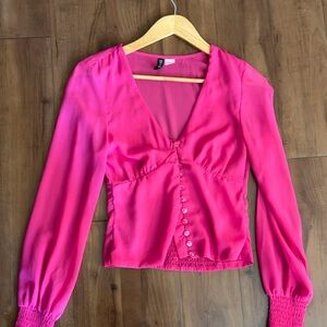 H&M Vibrant Pink Blouse with Button Detail